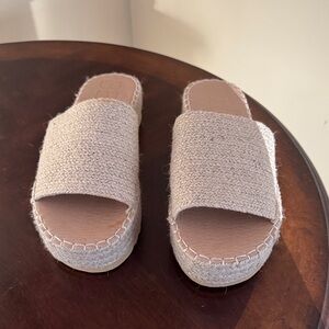 Beige Slide Platform Sandals - Women